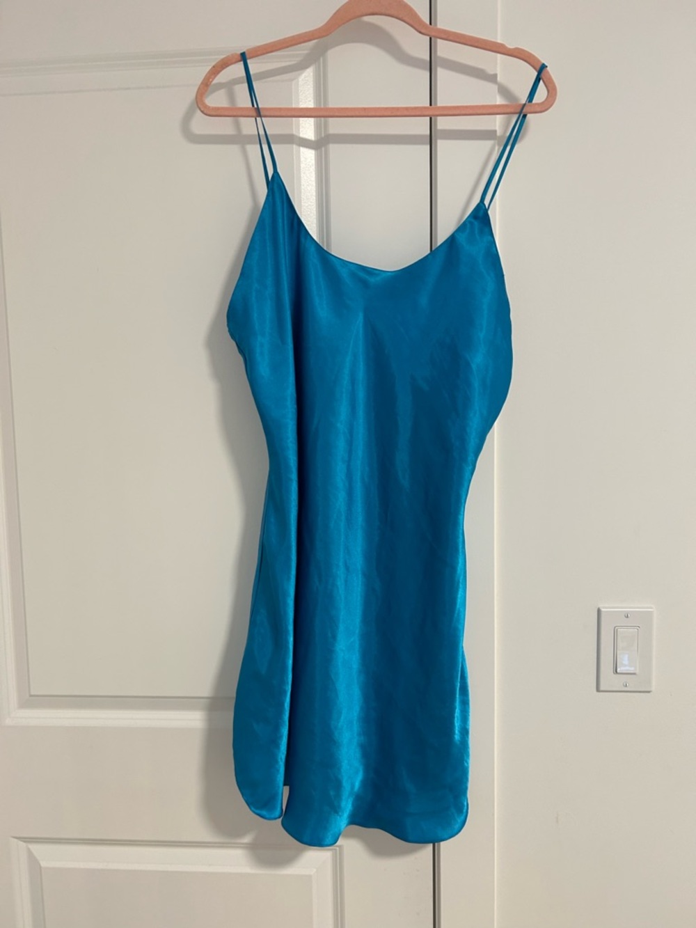 Vintage 1990 Blue Satin Slip Cami Top - Women's L